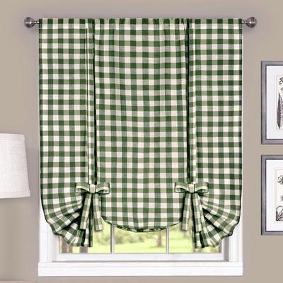 Buffalo Check Tie Up Shade 42 x 63, 42 x 63, Loden