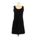 Merona Casual Dress - A-Line Scoop Neck Sleeveless: Black Print Dresses - Women's Size Small