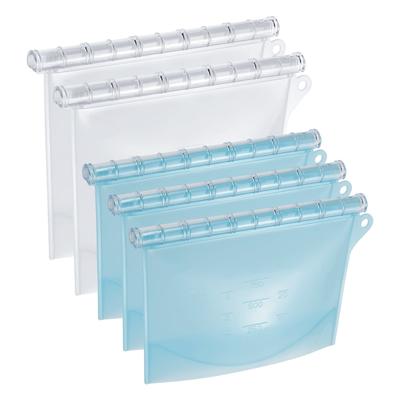 Reusable Food Storage Bag Extra Thick Freezer Bag-White+Blue(5Pcs) - White+Blue