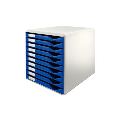 LEITZ Schubladenbox Formularset 10 geschlossene Schubladen, blau, mit Auszugstopp, Maße: 285 x 290 x 355 mm
