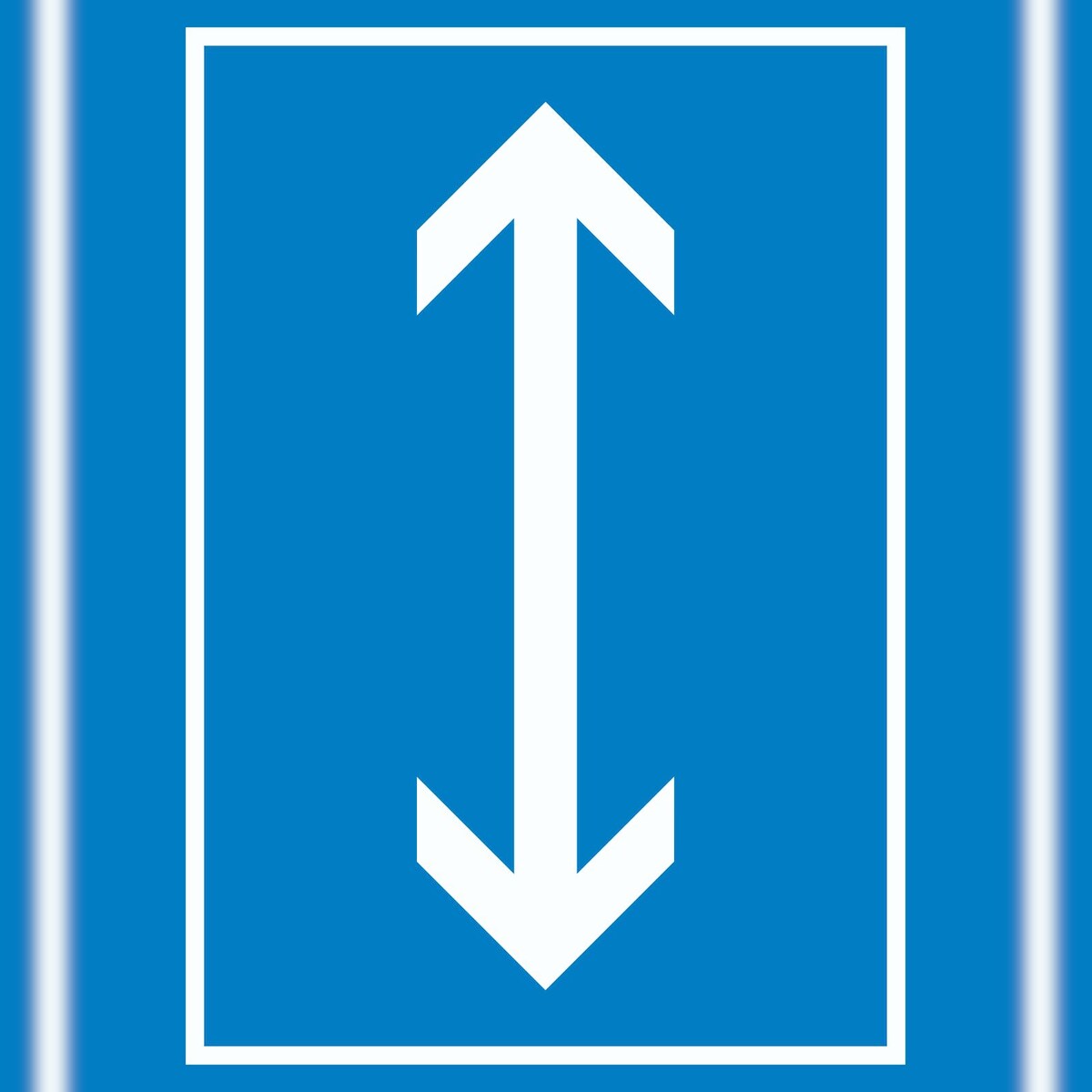 Richtungspfeil hoch runter Schild hochkant weiss blau Pfeil A2 Rückseite selbstklebend Image