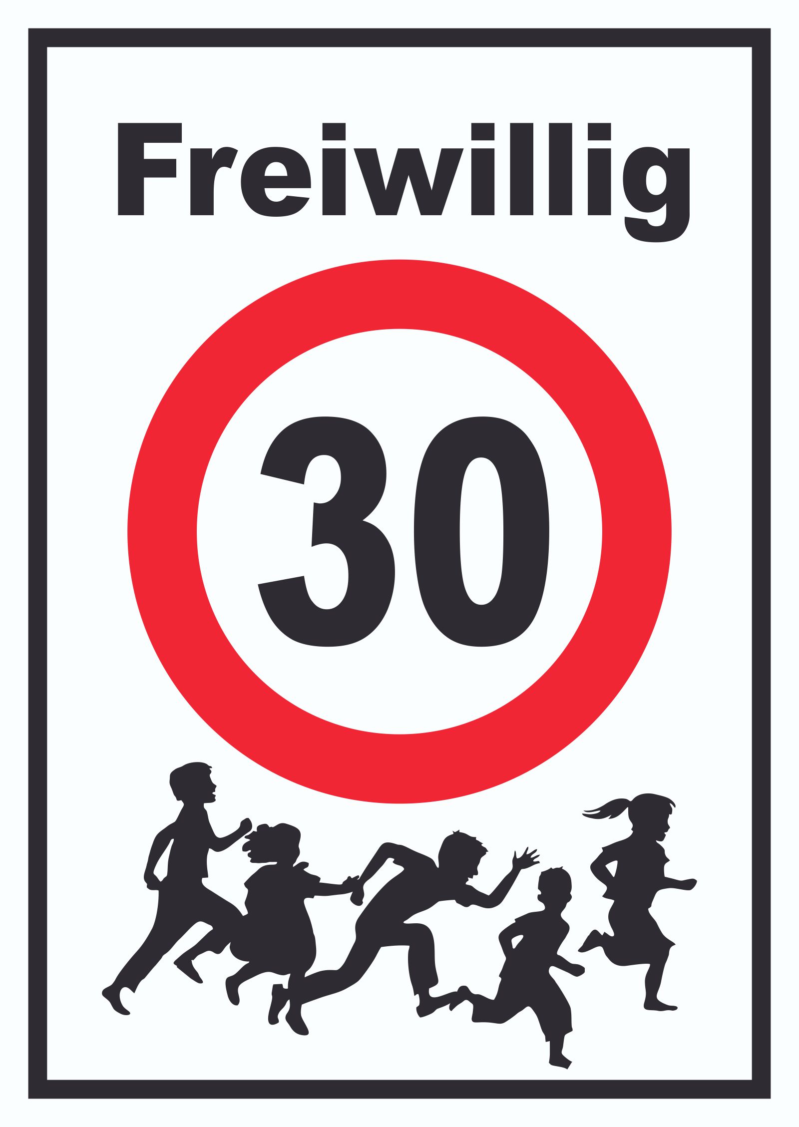 Freiwillig 30 Schild Spielende Kinder A0 (841x1189mm) Image