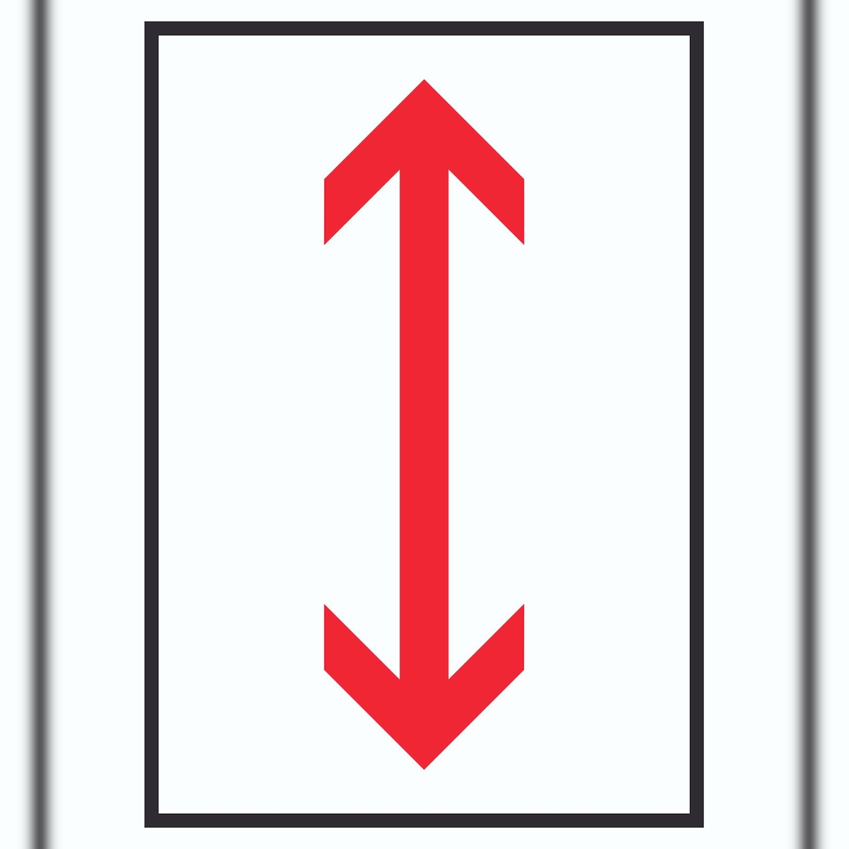 Richtungspfeil hoch runter Schild hochkant rot weiss schwarz Pfeil A1 Rückseite selbstklebend Image