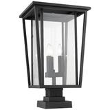 Seoul 24 3/4"H Black Metal 3-Light Outdoor Pier Mount Light