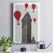 Ophelia & Co. Flat Iron Building & Red Hot Air Balloons - Wrapped Canvas Graphic Art Metal in Black/Gray/Red | 48 H x 32 W x 1 D in | Wayfair