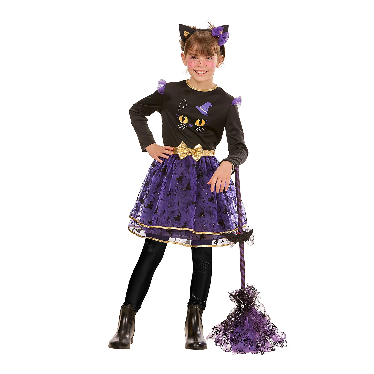 Kinderkleid Katze, lila/schwarz Image