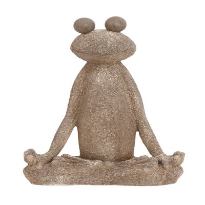 Brown Polystone Eclectic Frogs Garden Sculpture by Quinn Living in Brown