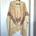 Anthropologie Sweaters | Anthropologie Fringed Kimono | Color: Cream/Tan | Size: One Size