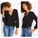 Madewell Tops | Madewell Textured & Thread Crepe Wrap Top, Size Xs | Color: Black | Size: Xs