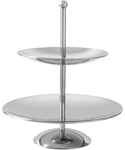 Etagere FINK "Samuel", silber (silberfarben), H:23cm Ø:21cm, Edelstahl, Servierplatten, runde 2er Etagere Image