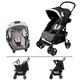 Nania - Travel System Texas 2 en 1 : Baby Pushchair 6-36 Months - Easy Folding and Adjustable backrest + BEONE car seat gr0+ (0-13kg) - 4 Stars by ADAC - Disney Design (Winnie)