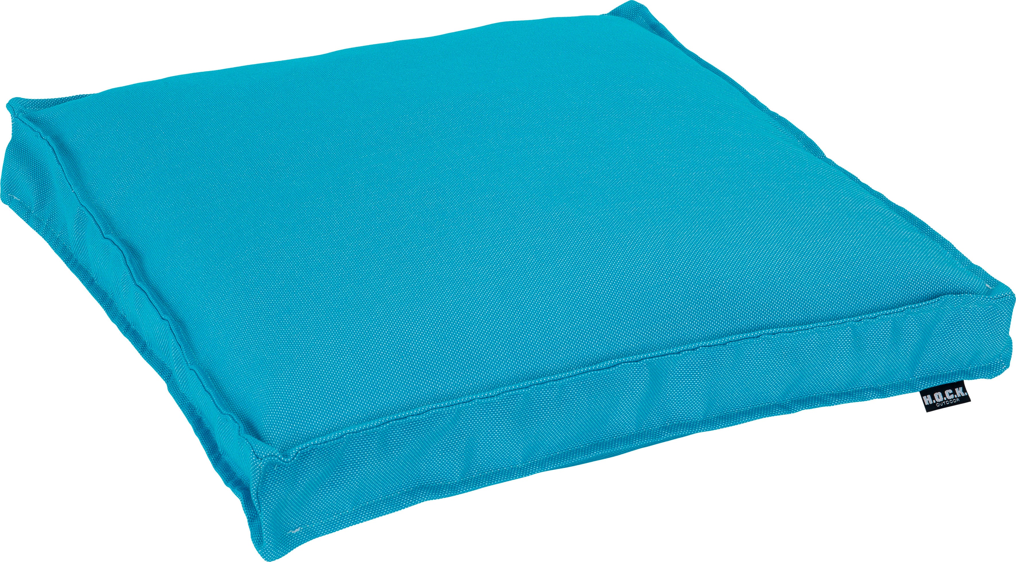 Sitzkissen H.O.C.K. "Caribe", blau (türkis, turquoise, unifarben), B:50cm H:5cm L:50cm, Polyacryl (dralon), Dekokissen_Sitzkissen_Kissenhüllen, Outdoor geeignet