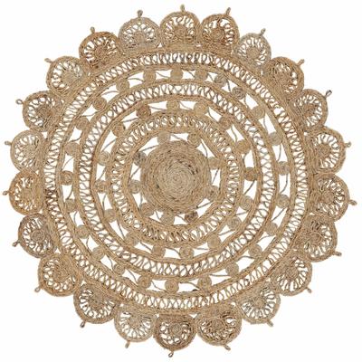 Teppich CARPETFINE "Cate Juteteppich Naturfaser", beige (natur), B:90cm H:5mm Ø:90cm, Jute, Teppiche, 100 % geflochtene Jute, beidseitig nutzbar Image