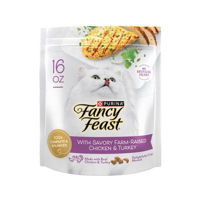 Purina Fancy Feast with Savory Chicken & Turkey Dry Cat Food, 16-oz bag, pack of 4