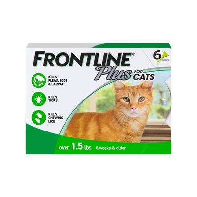 Frontline Plus 6pk, Cat & Kitten 1.5lbs and over Flea & Tick Treatment