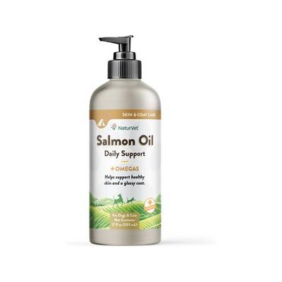 NaturVet Salmon Oil Plus Omegas Liquid Skin & Coat Supplement for Cats & Dogs, 17-fl oz bottle