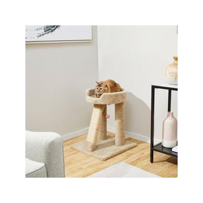Frisco 24-in Real Carpet Wooden Cat Scratching Perch with Toy, Beige