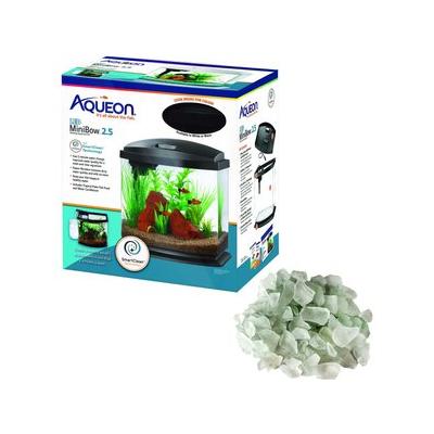 Aqueon LED MiniBow SmartClean Fish Aquarium Kit, Black + Galapagos Aquarium Sea Glass