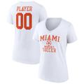 Women's Fanatics Branded White Miami Hurricanes Soccer Pick-A-Player NIL Gameday Tradition V-Neck T-Shirt