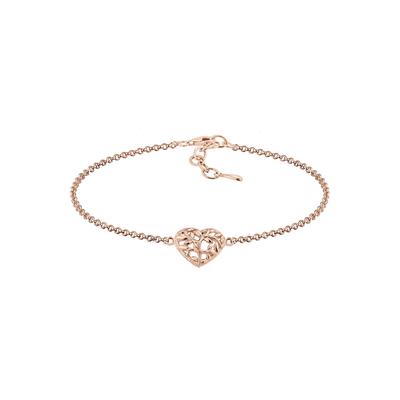 Elli Lebensbaum Herz Blatt 925 Sterling Silber rosefarben Damen Image