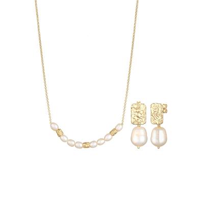 Elli PREMIUM Süßwasserperlen Barock Elegant 2er Set 925 Silber Gold Damen