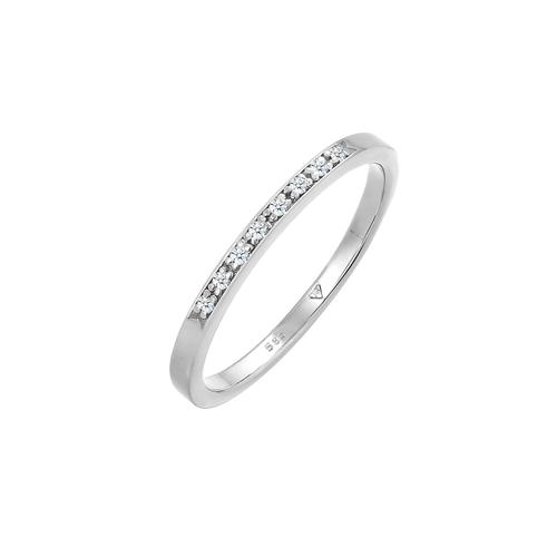 Elli DIAMONDS - Bandring Verlobung Diamant (0.04 ct) 585 Weißgold Ringe 1 ct Damen