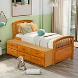 Standard Design Twin Size Platform Storage Bed Solid Wood Bed with 6 Drawers and High Quality Solid Pinewood for Bedroom