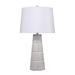 Table Lamp with Cement Conical Engraved Vertical Lines Base - Gray - 16 L x 16 W x 28 H Inches