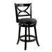 24 Inch Ava Solid Wood Swivel Counter Stool, Vegan Faux Leather - 89 L X 35 W X 19 H Inches