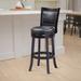 24 inch Swivel Counter Stool, Solid Wood, Faux Leather - 21.5 L x 18 W x 43.5 H