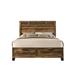 Morales Farmhouse Style Storage Queen Bed with 2 Drawers&Panel Headboard, Rustic Oak Finish