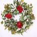 The Holiday Aisle® Peony & white berry wreath 26" Wreath Silk/Wood/Twig in Red/Green | 26 H x 26 W x 5 D in | Wayfair