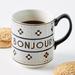 Anthropologie Accessories | Anthropologie Bistro Tile Bonjour Mug Nwt Rare | Color: Gold | Size: 4”H X 3.5” Diameter