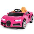 COSTWAY 12V Kids Electric Ride On Car, Licensed Battery Powered Vehicle with Remote Control, Music, LED Lights, Horn, High and Low Speed, MP3/USB/TF, Spring Suspension, for Boys Girls (Pink)