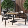 Oxford Garden Eiland & Travira 4 - Person Square 26" Long Powder Coated Aluminum Outdoor Dining Set Wood in Black/Brown | 24 W x 24 D in | Wayfair