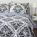 Wyndon 6 Piece Pinsonic Bed Spread - King Size in, Black Polyester/Polyfill/Microfiber in Black/White | Twin Quilt + 3 Additional Pieces | Wayfair