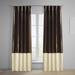 Mercer41 Gezienus Banded Faux Silk Taffeta & Plush Velvet Curtains for Living Room Window Curtains Single Panel Drapes in White/Brown | Wayfair