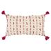 Red Beige Tribal Inspired Tasseled Lumbar Pillow