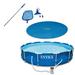 Intex 12 Ft Pool Cover Tarp, Pool Cleaning Kit, and Above Ground Swimming Pool - 55