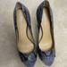 Nine West Shoes | Brand New Nine West Black And Grey Snakeskin Open Toe Heels Size 8m | Color: Gray | Size: 8