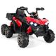 GYMAX Kids Ride on ATV, 12V Electric Quad Bike with Back Trunk, Backrest, LED Lights, USB, Music & Story, 6 Wheels Battery Powered Toy Car for 3 Years Old + Boys Girls (Red)