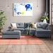 Gray/Blue Sectional - Latitude Run® Zoiie 107" Wide Reversible Sofa & Chaise w/ Ottoman Linen | 35 H x 107 W x 75 D in | Wayfair