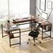 17 Stories U- Shaped Desk w/ Lift Top, Sit to Stand L Shaped Computer Desk Wood in Black/Brown | 82.66 W x 43.3 D in | Wayfair