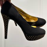 Nine West Shoes | Nine West Gold Studded Platform Black Suede Pumps / Women's Size 10 | Color: Black/Gold | Size: 10