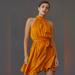 Anthropologie Dresses | Anthropologie Jacquard Halter Neck Mini Dress | Color: Gold/Orange | Size: Various
