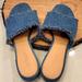 J. Crew Shoes | J. Crew Denim Slip In Mules, Denim Fringe Embellished, Size 7.5 M | Color: Blue | Size: 7.5