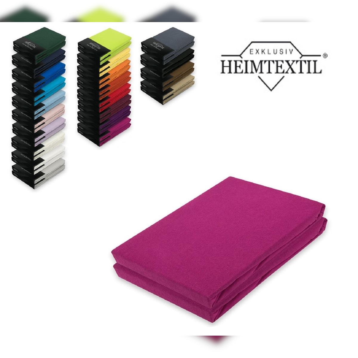 EXKLUSIV HEIMTEXTIL Doppelpack Marke Jersey Spannbettlaken 200 x 220 cm Pink Image