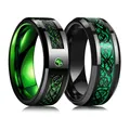 Bagues de mariage en tungstène noir pour hommes bague en fibre de carbone verte matiques dragon