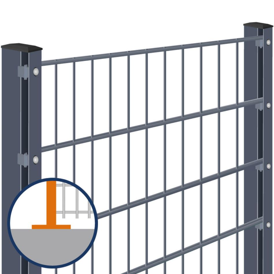 Doppelstabmattenzaun zum Aufdübeln Rundum-sorglos-Paket Anthrazit Komplettset, gerade, 1030 mm,32,5 m,8/6/8 mm Image