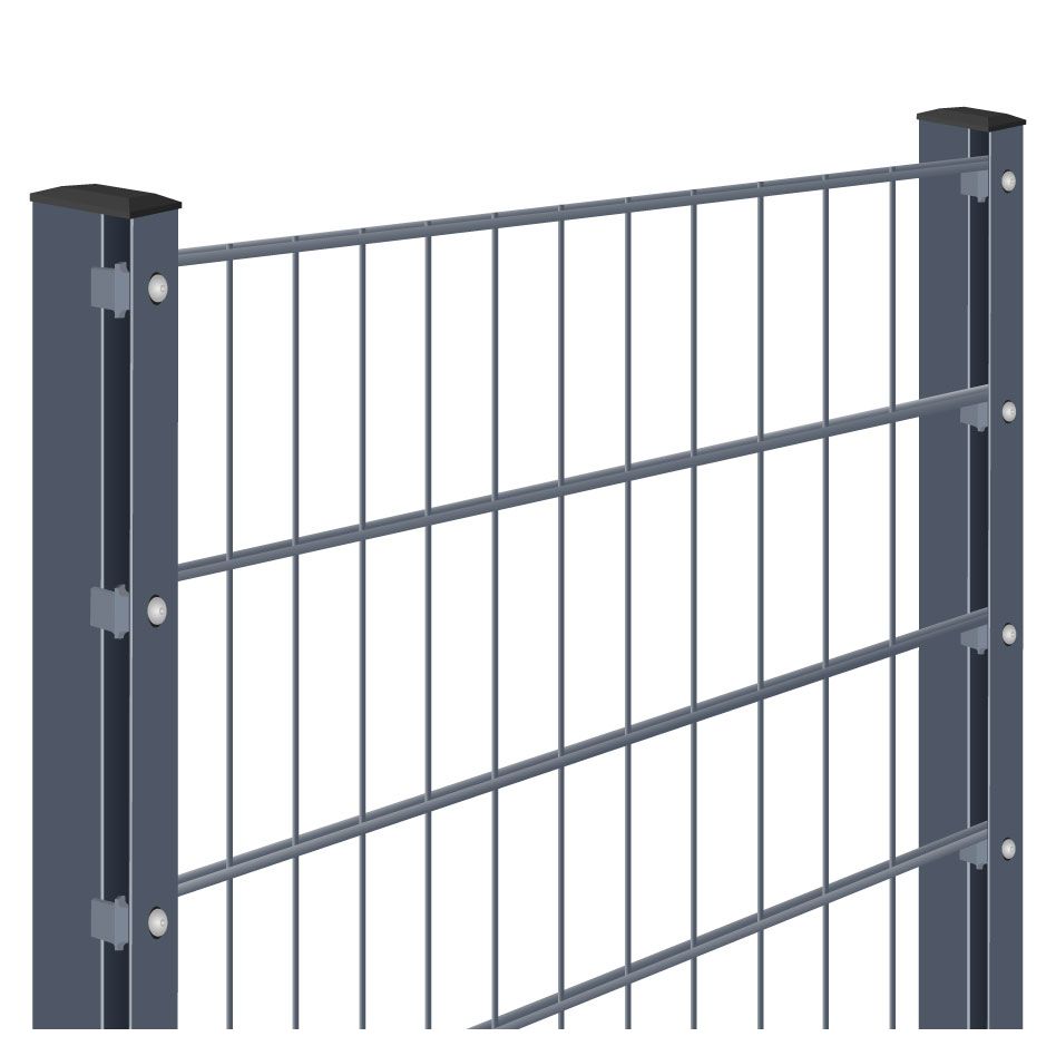 Doppelstabmattenzaun zum Aufdübeln Rundum-sorglos-Paket Anthrazit Komplettset, 2 Ecken, 1630 mm,37,5 m,8/6/8 mm Image